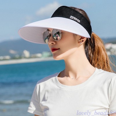 White Adjustable Visor Sun Hats Outdoor Golf Tennis Beach Wide Brim AntiUV Caps  eb-84573179